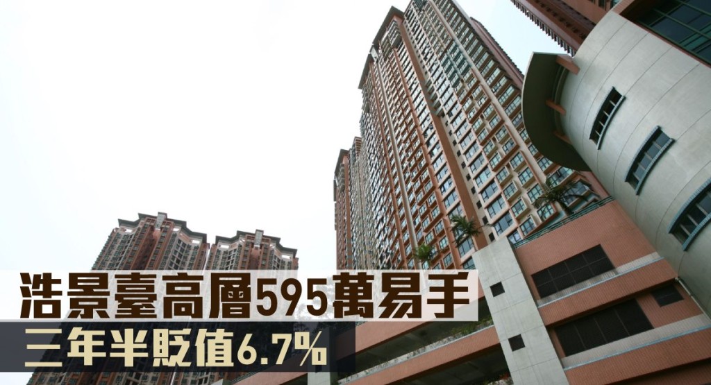 浩景臺高層以595萬易手,三年半貶值6.7%。
