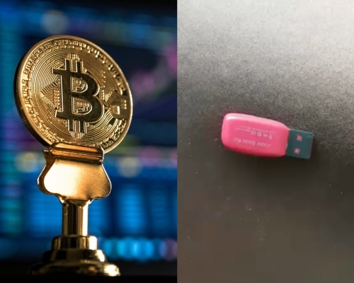 內地一貪污官員的USB記憶棒(圖右)被拍賣，因被傳藏有加密貨幣被瘋搶。圖左為示意圖