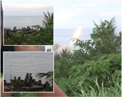 台東縣成功鎮基翬漁港發射靶彈天弓二型。網圖