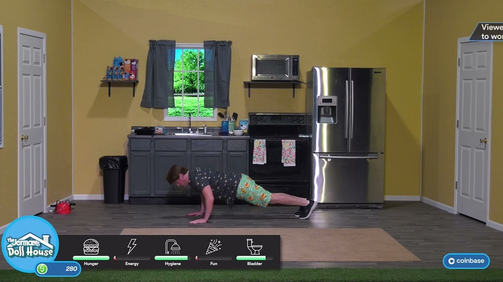 Jerma能量值零時，觀眾仍叫他做掌上壓。網上圖片