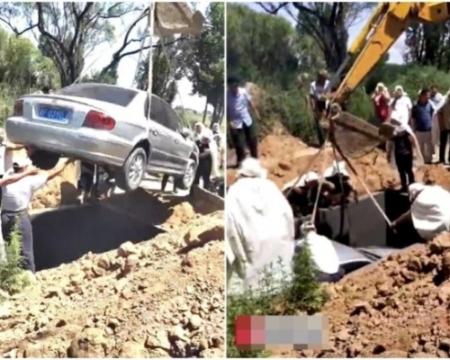 逝者以房車代替棺材下葬。（網圖）