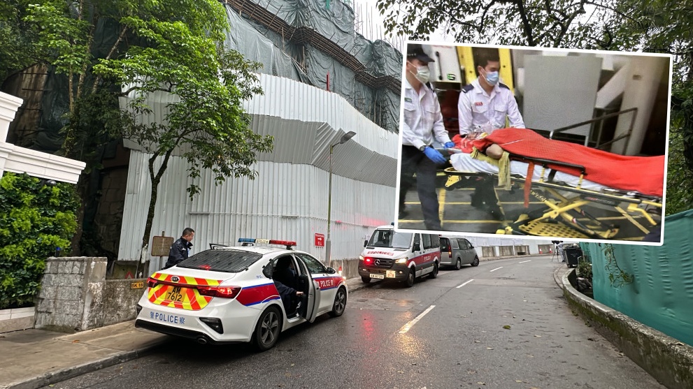 山頂白加道37號重建地盤,羅姓管工由3樓墮到平台送院延醫兩周後不治。資料圖片