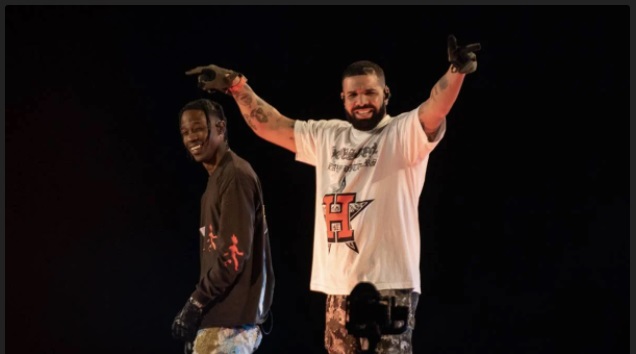 Drake上月初參與Travis Scott(左)的音樂節演出時,台下卻發生人踩人意外。