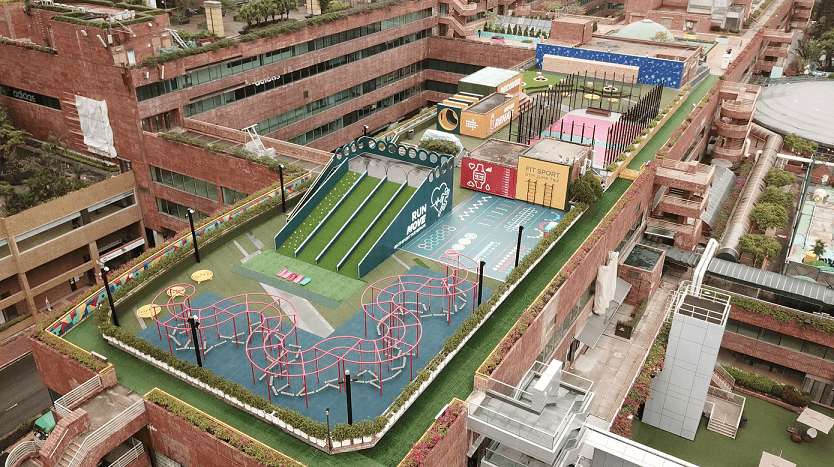 沙田新城市廣場的空中草地運動公園，提供由頭到腳鍛鍊及提升身體力量的設施。