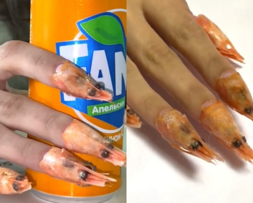 美甲IG製作蝦頭美甲被批。Nail_sunny IG圖片