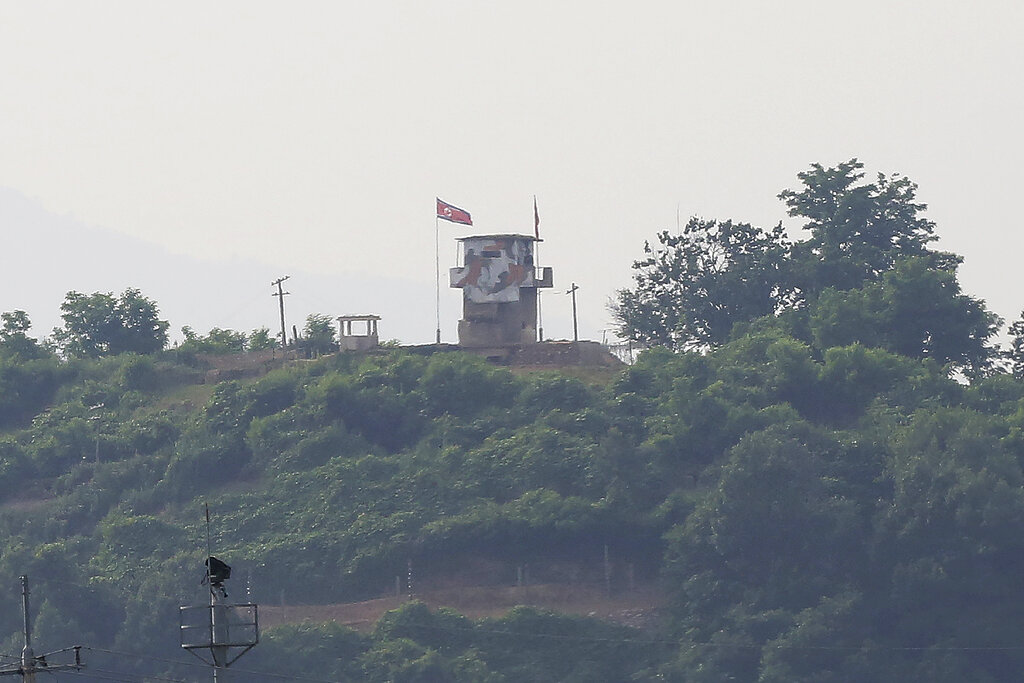 朝鮮的軍事哨所。AP圖