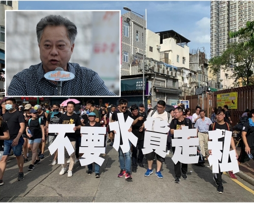上周六大批市民参加「光复上水」行动，小图为侯志强。资料图片