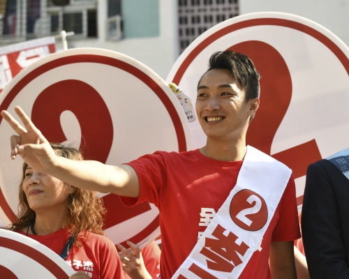 沙田區瀝源候選人社民連岑子杰。