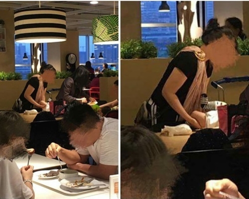 照片所見這位媽媽直接在餐桌上當場換尿布。圖:爆怨公社fb