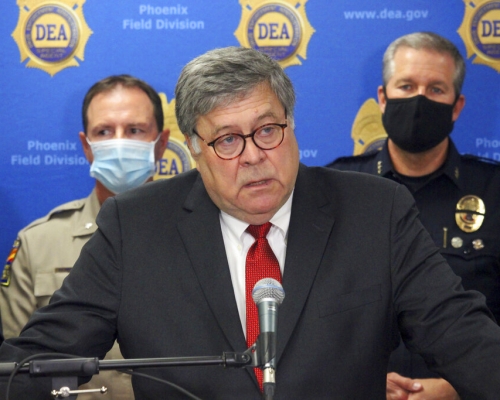 司法部長巴爾(William Barr)擬控告示威者「煽動叛亂」。AP