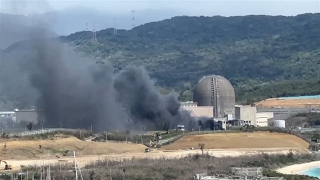 台灣第三核廠區出現黑煙。