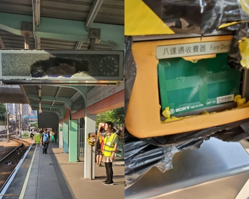 2少年涉9月初深夜時分連環毀壞3個屯門輕鐵站,2人早前承認3項刑事損壞罪,今判刑。 資料圖片