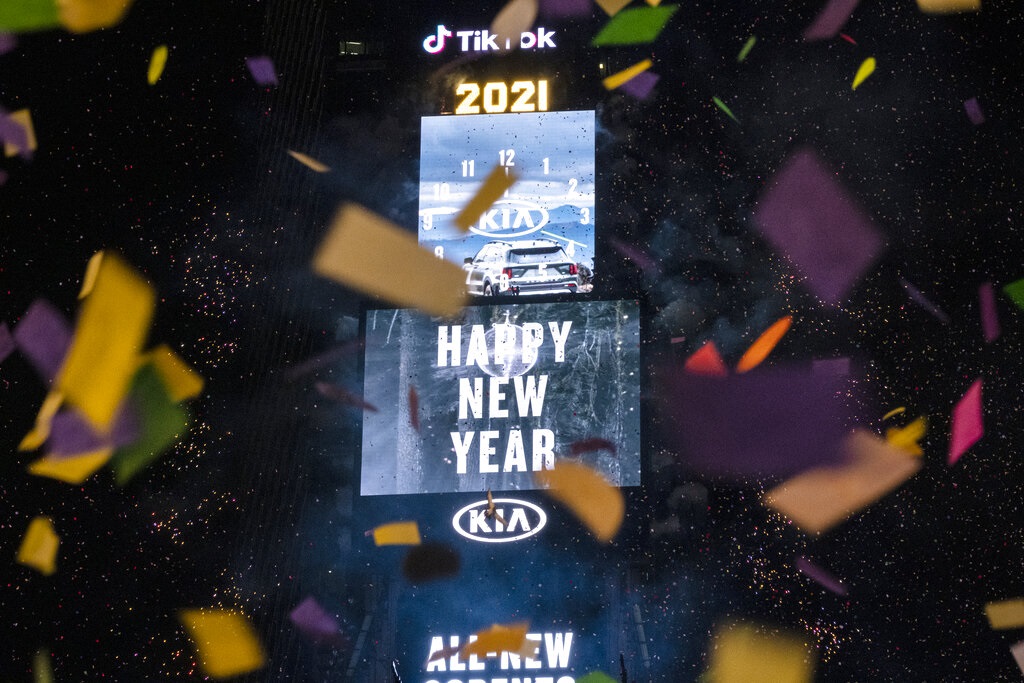 纽约时报广场继续举行倒数活动。AP图片