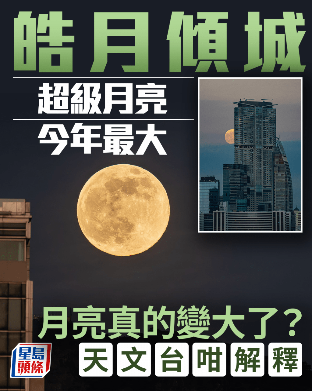 皓月傾城 超級滿月今年最大 月亮真的變大了? 天文台咁解釋(fb「香港天文台 HKO」截圖) 皓月傾城 超級滿月今年最大 月亮真的變大了? 天文台咁解釋(fb「香港天文台 HKO」截圖)