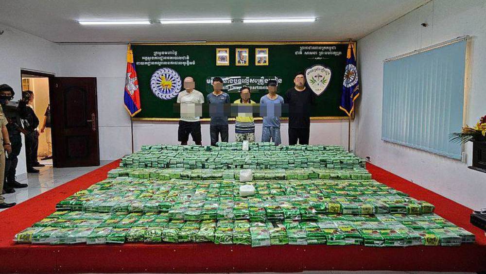 柬埔寨2024年初攔截1.5噸毒品，並抓捕多名來自中國、台灣等地的疑犯。 柬埔寨反毒部門