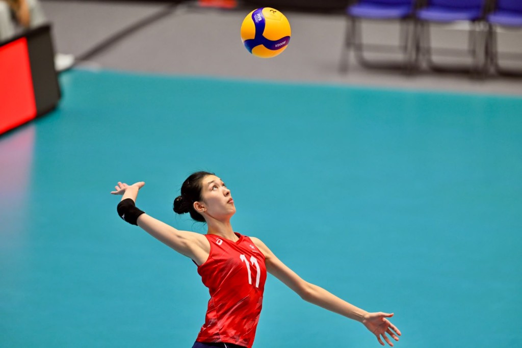 亞運會分組賽香港女排3:0戰勝卡塔爾。劉駿軒攝 亞運會分組賽香港女排3:0戰勝卡塔爾。劉駿軒攝
