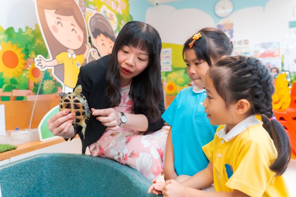 孩子們會細心觀察小動物，並將發現與老師分享。