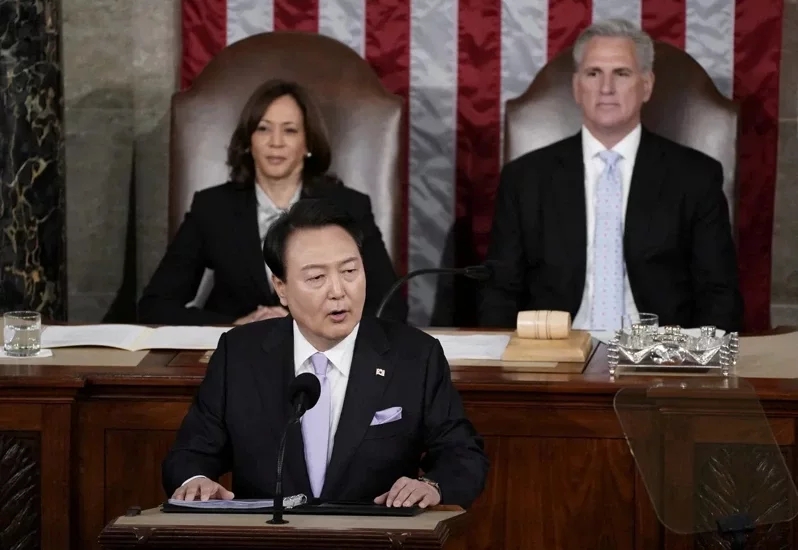 南韓總統尹錫悅在美國國會稱讚美軍在長津湖戰役表現。