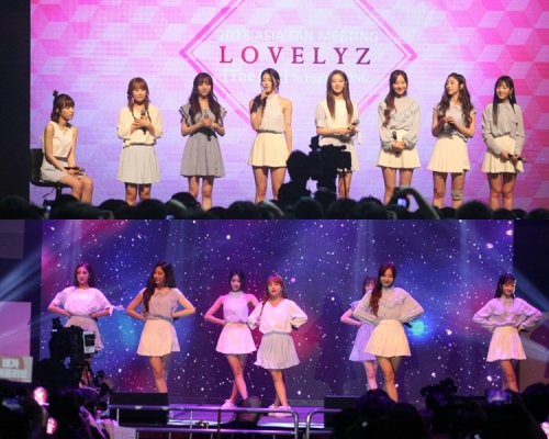 Lovelyz努力表演，成員Jin因為不適要坐下來。