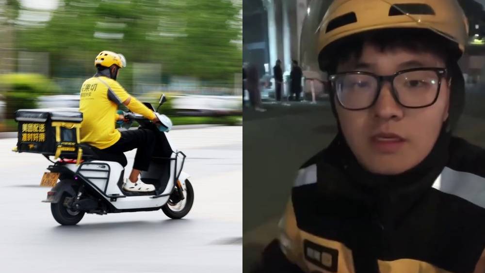  「北大畢業生送外賣」影片瘋傳。新華社資料圖/網片截圖