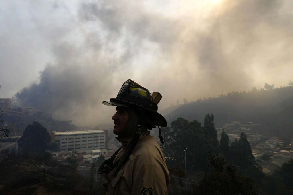 智利山火持续。美联社