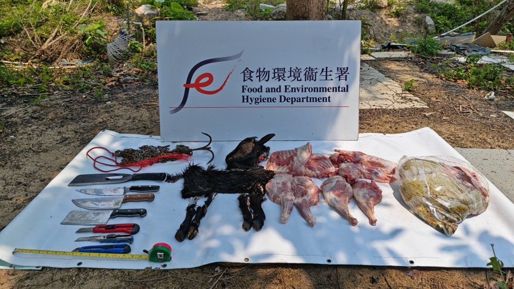 錦田驚現非法宰羊場 67歲牧場主被拘控 露天屠宰衞生惡劣。食環署圖片