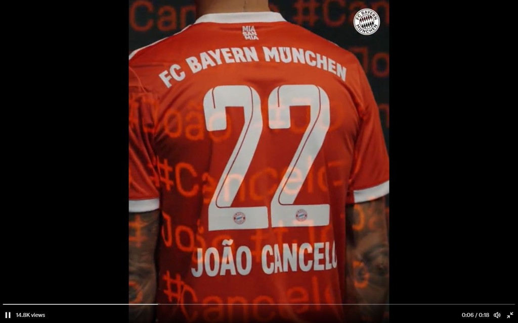祖奧簡些路將穿上拜仁慕尼黑22號球衣。網上圖片