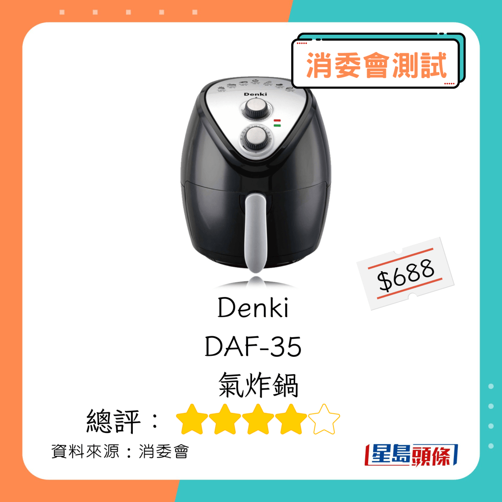 消委会气炸锅｜总评获高分 Denki DAF-35 气炸锅