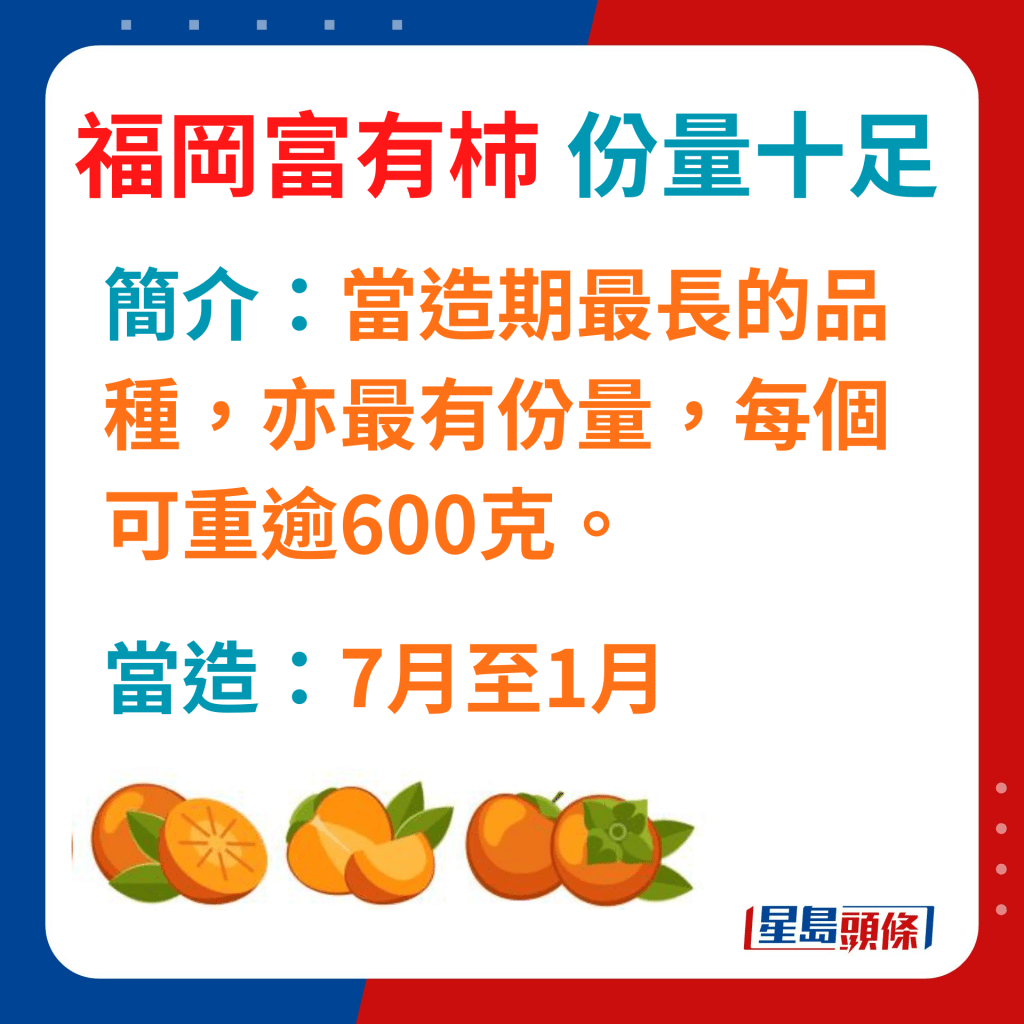 富有杮最有份量，每個可重逾600克。