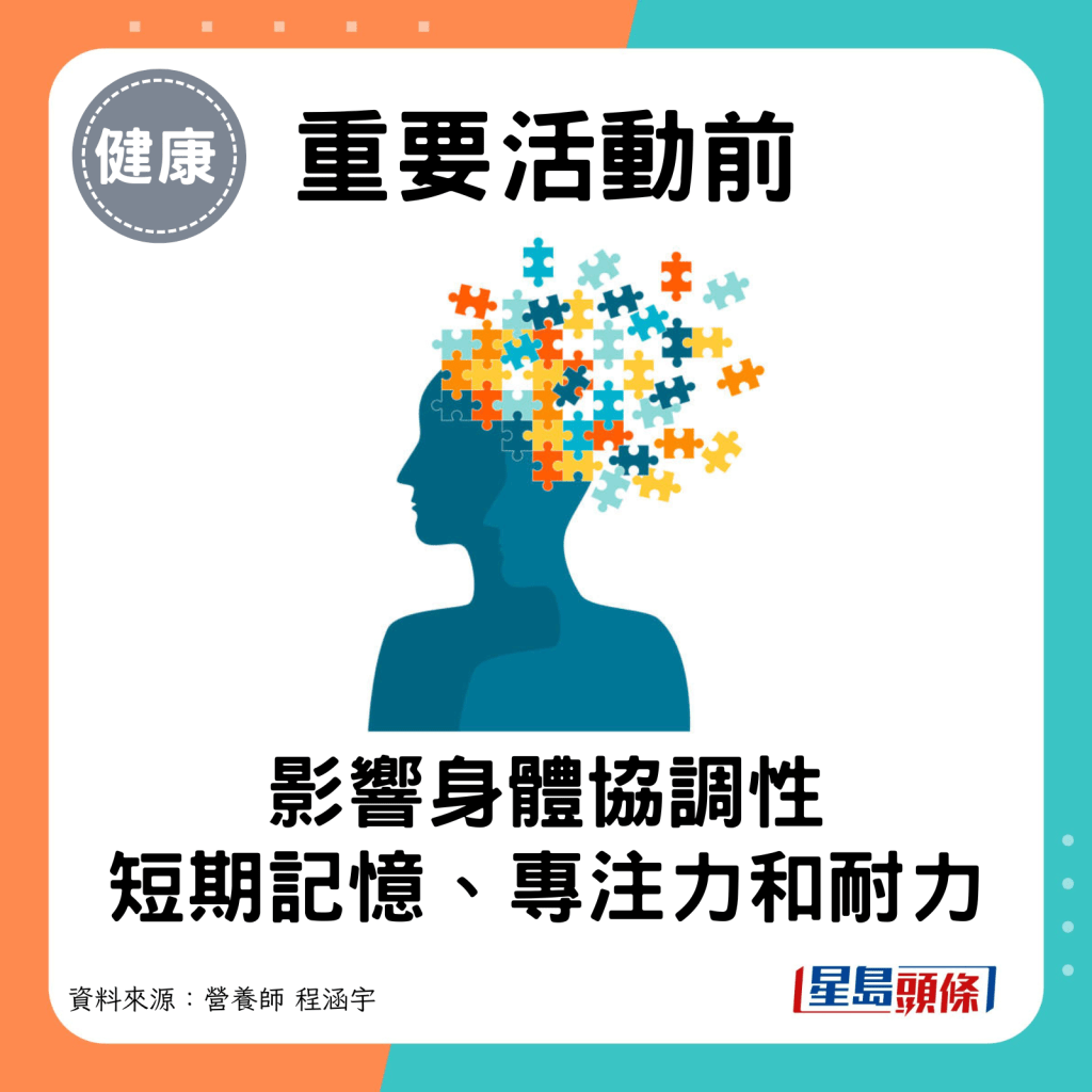 这会影响身体协调性、短期记忆、专注力和耐力。