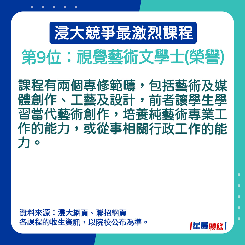 视觉艺术文学士(荣誉)的课程资讯。