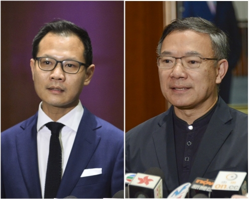 郭榮鏗認為「停賽」1年建議變相撤銷議員資格。右為謝偉俊。