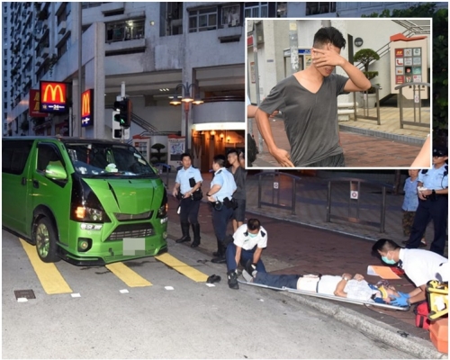 傷者送院搶救。小圖為被捕司機。