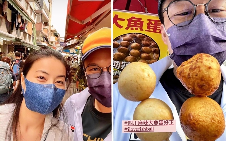 霍啟剛同老婆郭晶晶去長洲一日遊。
