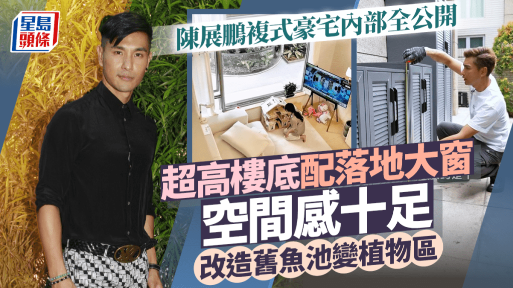 視帝陳展鵬複式豪宅內部全公開  超高樓底配落地大窗空間感十足  改造舊魚池變植物區