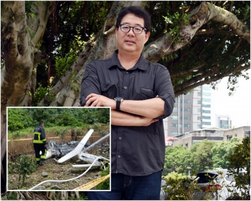 小圖為直升機墜毀現場。大圖為齊柏林。網圖