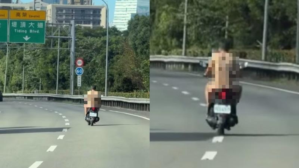 台灣一名男子全身赤裸、未戴安全帽騎車。abbypgju thread