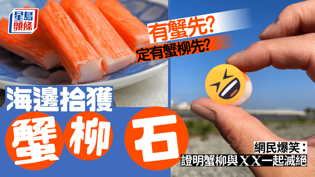 轉世靈石? 海邊小怪石激似蟹柳 網民竊喜:小肉棒轉生成石頭