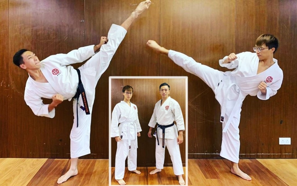 坤哥跟教練着住空手道服齊齊影靚相。