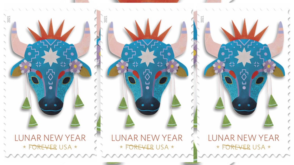 美国邮政总局2021牛年邮票。 网上图片