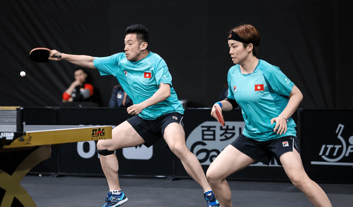 黃鎮廷(左)、杜凱琹(右)打入卡塔爾站混雙決賽。WTT官網