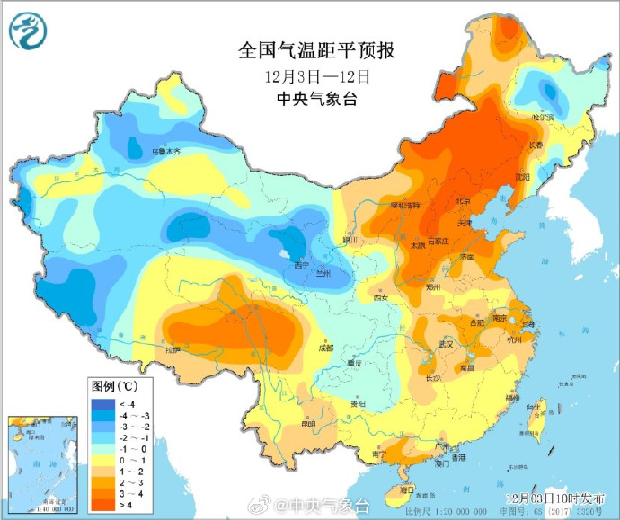 全國氣溫預測。