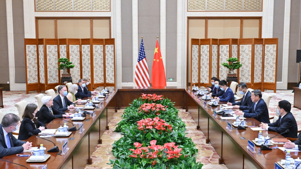 國務院副總理、中美經貿中方牽頭人何立峰，7月在北京會見美財政部長耶倫。新華社