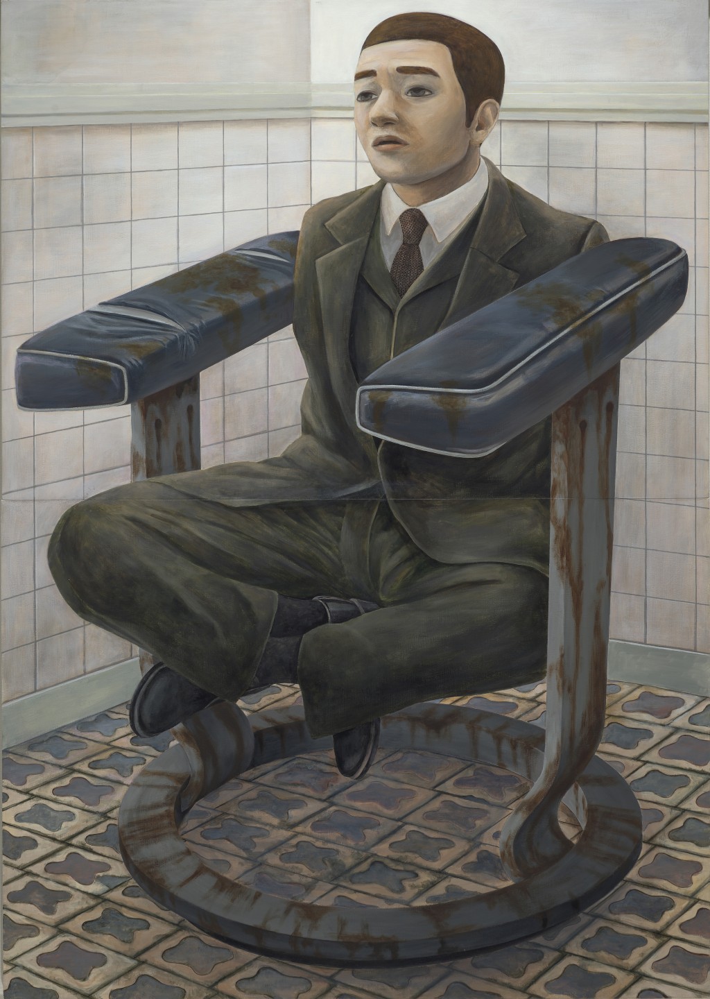 石田徹也《空置大廈內的經理座位》,壓克力、木板(1996年),成交價為7,624,000港元(包佣金)。 石田徹也《空置大廈內的經理座位》,壓克力、木板(1996年),成交價為7,624,000港元(包佣金)。