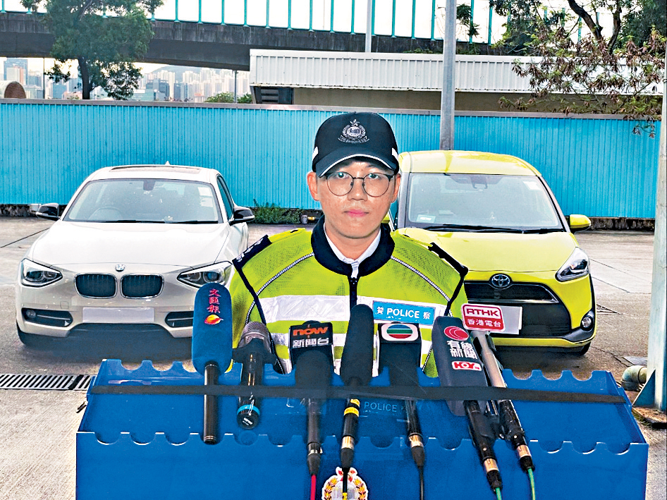 港島總區交通部執行及管制組特遣隊高級督察黃嘉穎講述打擊「白牌車」行動經過。