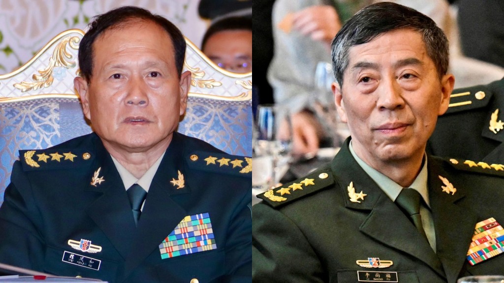 两任国防部长魏凤和（左）、李尚福接连落马。 新华社 / 路透社