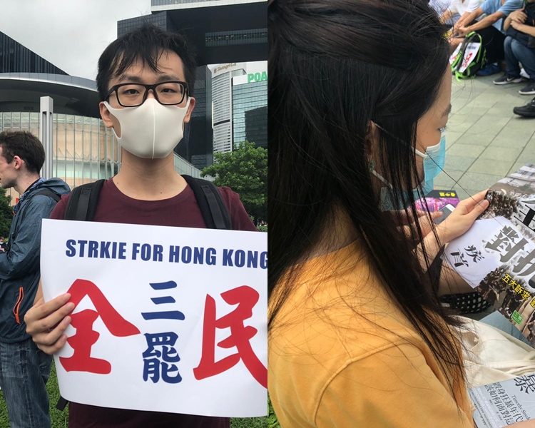 從事資訊科技界的黃先生(左)表示,今天向公司請假罷工;任職建築業的何小姐(右)同樣向公司請假罷工。