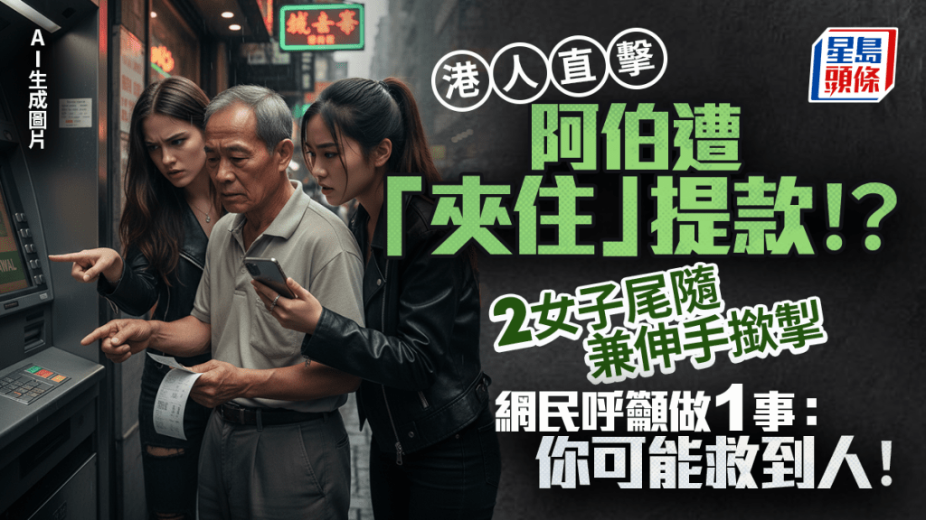 港人目擊長者遭2女子「夾擊」直接操作ATM提款？網民建議做1事：你可能救到人！