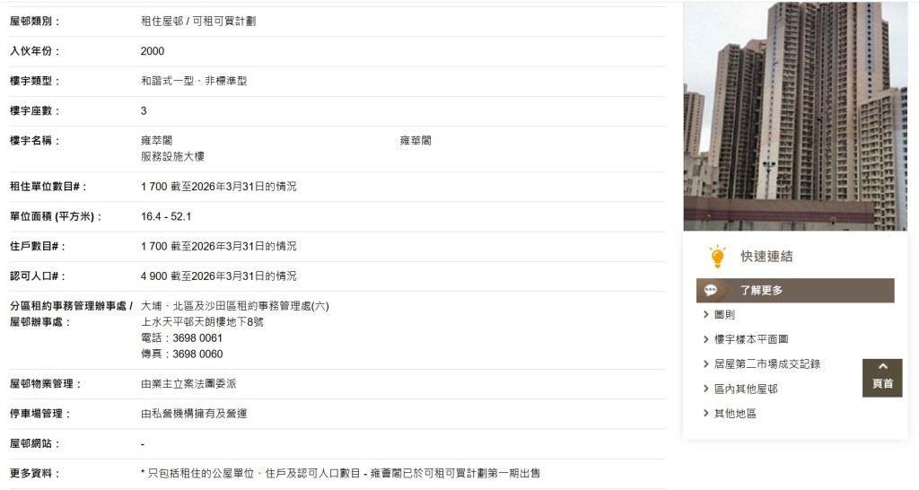 房署網頁截圖 房署網頁截圖