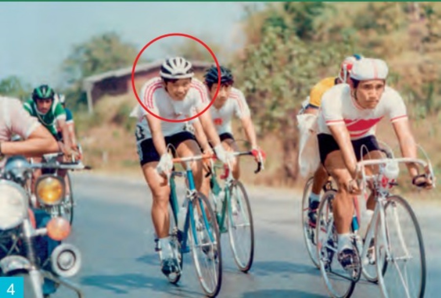 沈金康（紅圈示）1978年參加曼谷亞運會公路個人賽。圖：馬會《駿步人生》